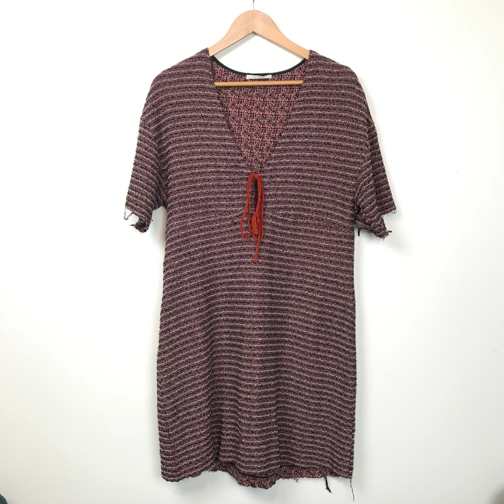 Zara V Neck Ragged Raw Hem Factory Distressed